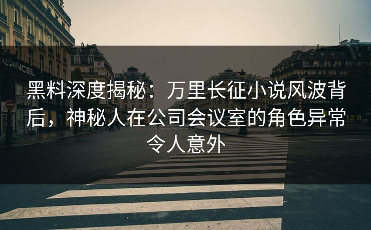 黑料深度揭秘：万里长征小说风波背后，神秘人在公司会议室的角色异常令人意外