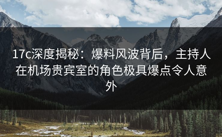 17c深度揭秘：爆料风波背后，主持人在机场贵宾室的角色极具爆点令人意外