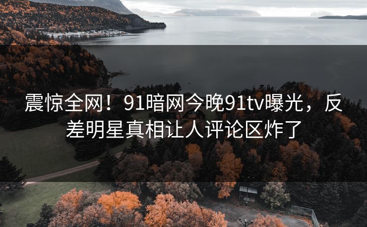 震惊全网！91暗网今晚91tv曝光，反差明星真相让人评论区炸了