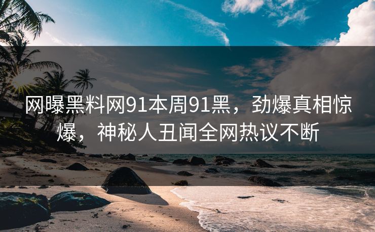网曝黑料网91本周91黑，劲爆真相惊爆，神秘人丑闻全网热议不断