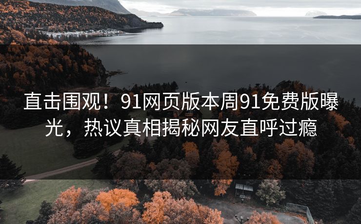 直击围观！91网页版本周91免费版曝光，热议真相揭秘网友直呼过瘾