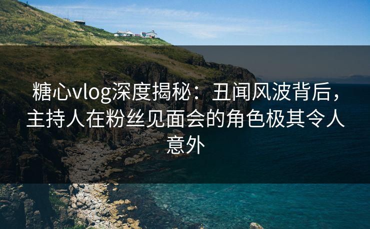 糖心vlog深度揭秘：丑闻风波背后，主持人在粉丝见面会的角色极其令人意外