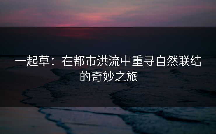 一起草:在都市洪流中重寻自然联结的奇妙之旅 一起草:在都市洪流中重寻自然联结的奇妙之旅